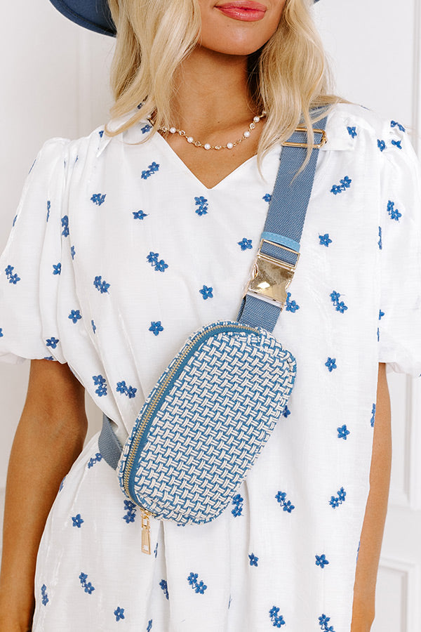 Statement Piece Woven Fanny Pack in Airy Blue