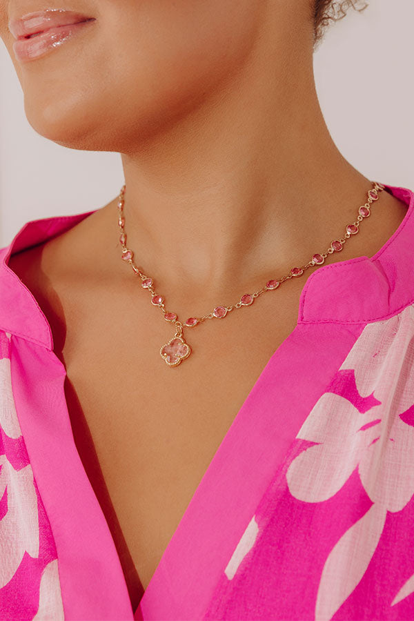 Charming Smile Necklace in Pink