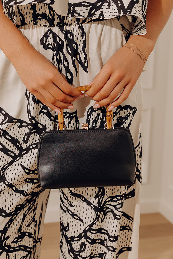 Miami Happy Hour Faux Leather Purse in Black