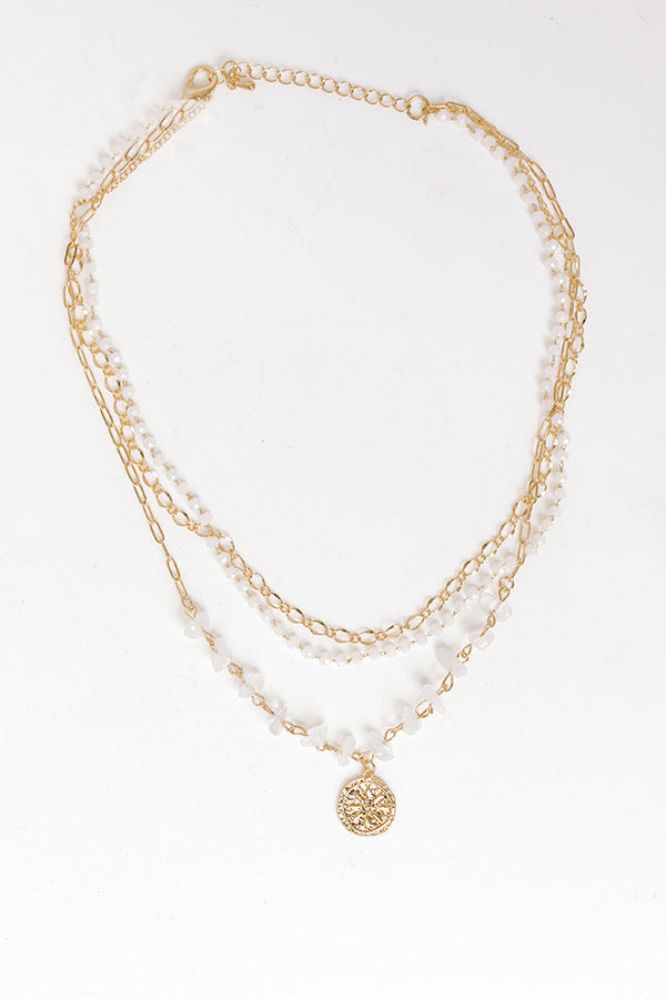 Oceanside Gala Layered Necklace in White