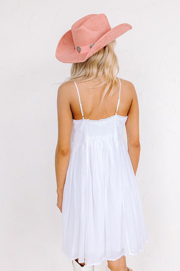 Coastal Flair Eyelet Mini Dress in White S / White Coastal Flair Eyelet Mini Dress in White S / White