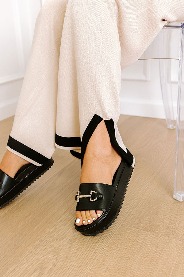 The Harper Faux Leather Sandal in Black