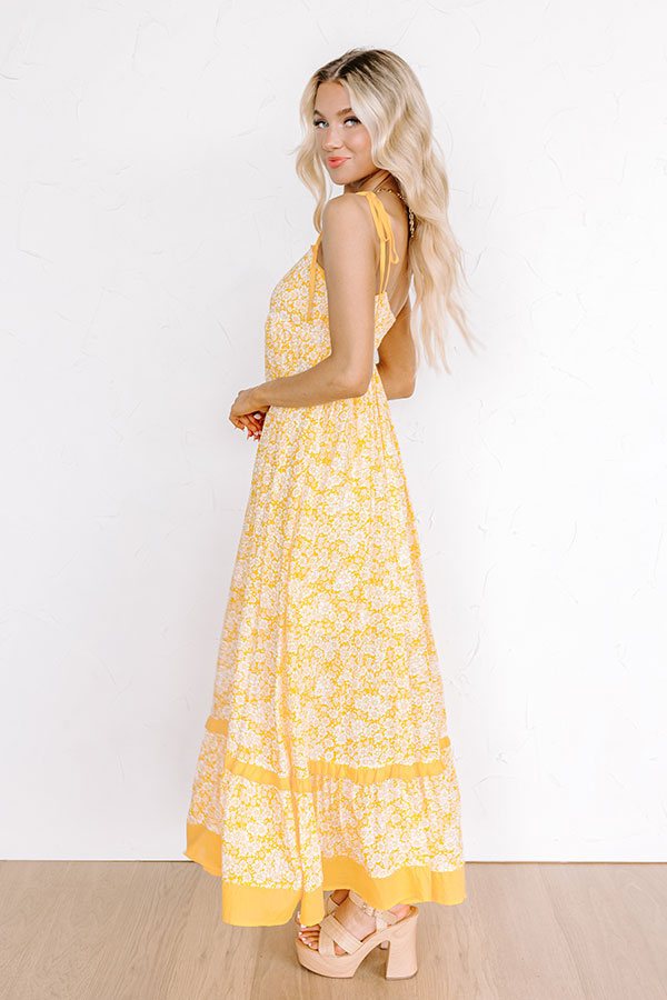 Boho Beauty Floral Maxi Dress in Marigold