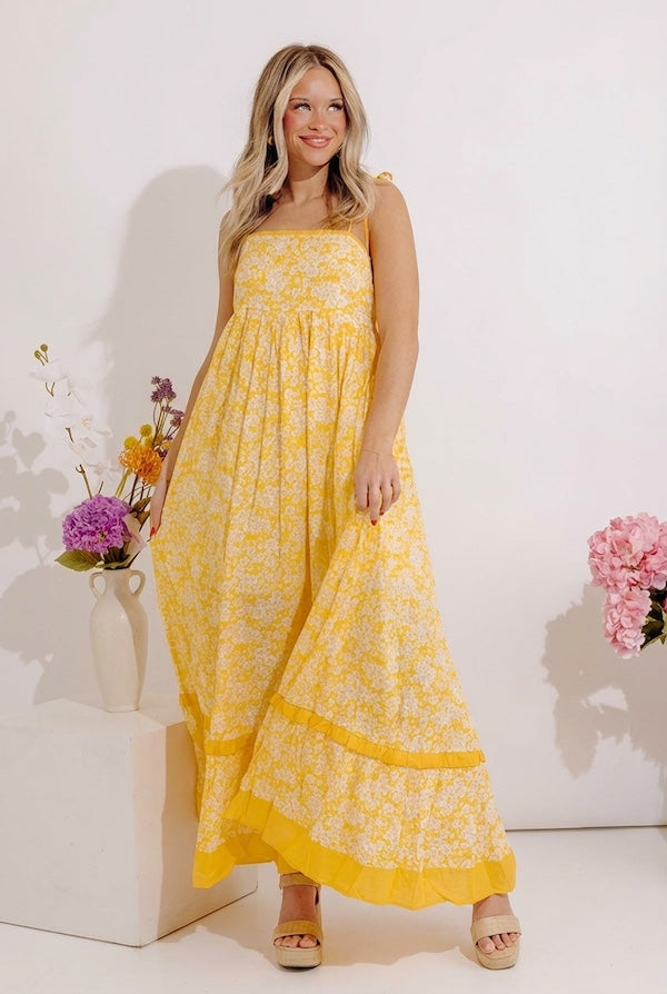 Boho Beauty Floral Maxi Dress in Marigold Image - 1