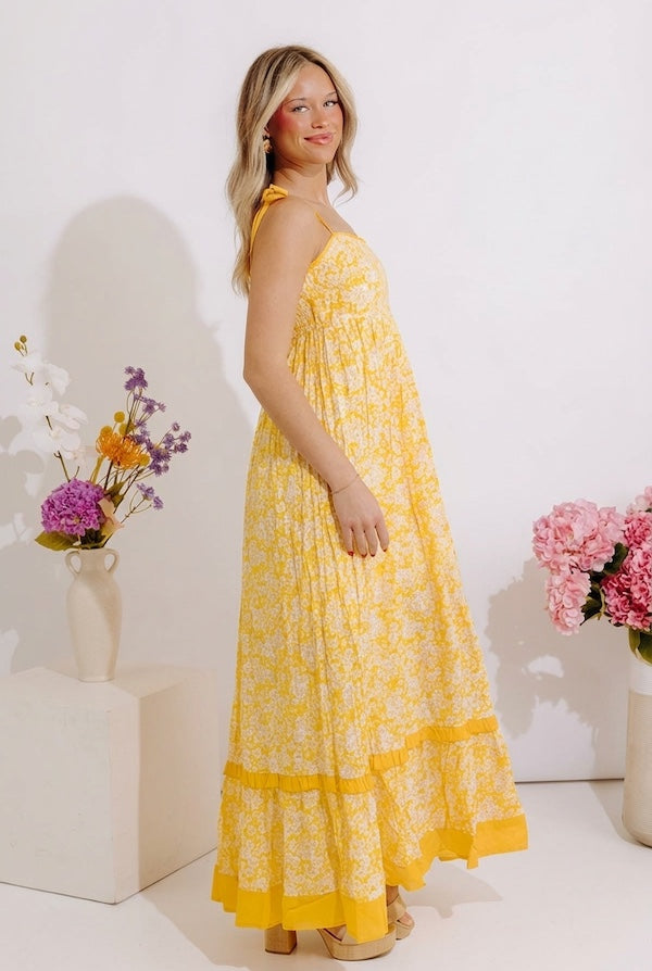 Boho Beauty Floral Maxi Dress in Marigold Image - 4