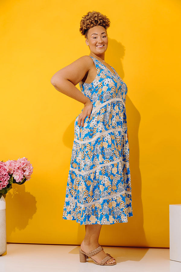 Tucson Sunsets Floral Tiered Maxi Dress Curves Image - 3