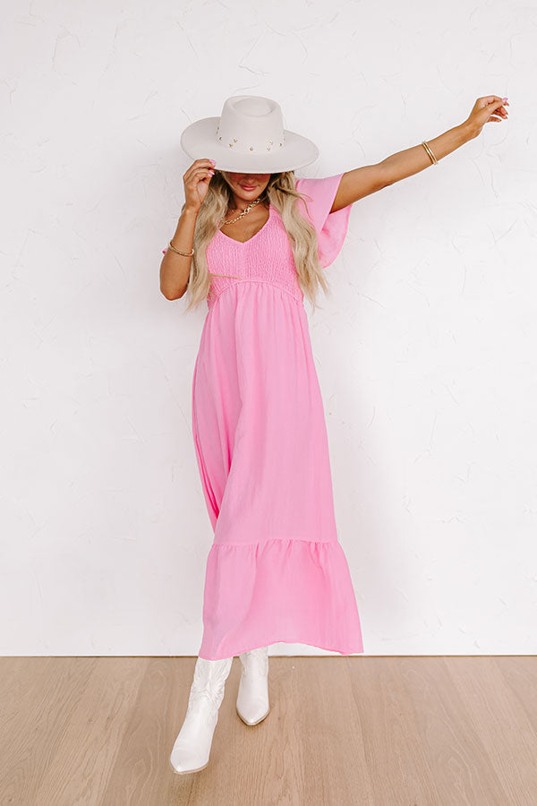 Sunny Smiles Smocked Maxi in Pink