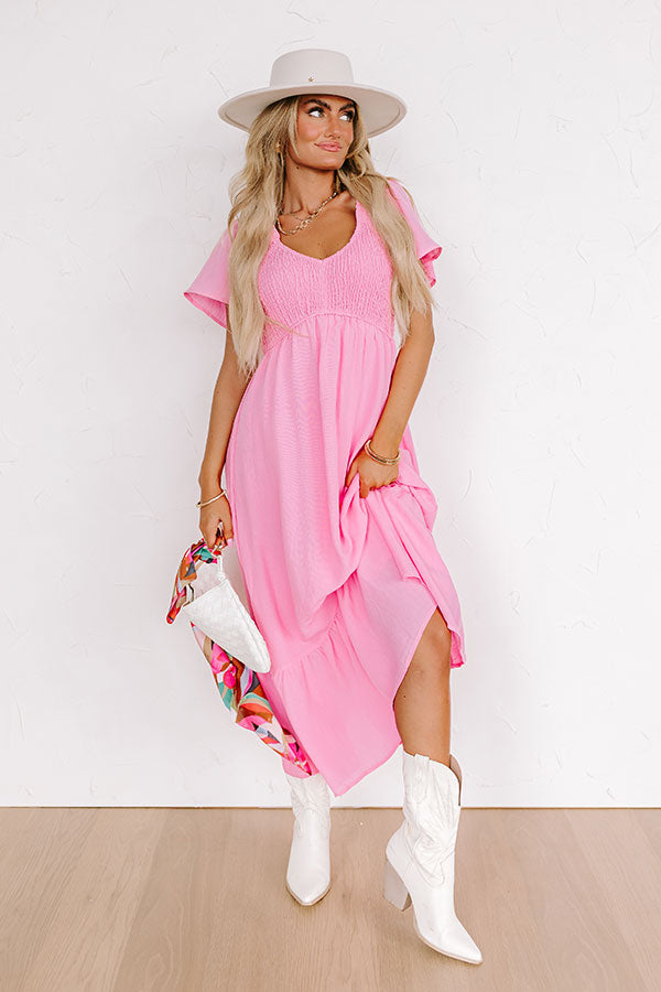 Sunny Smiles Smocked Maxi in Pink