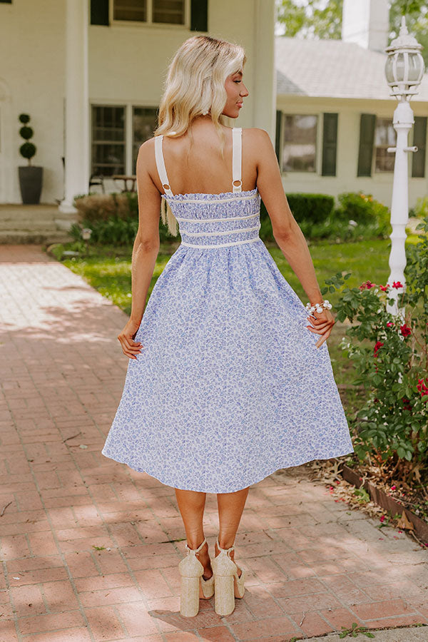 Garden Gorgeous Jacquard Midi in Blue