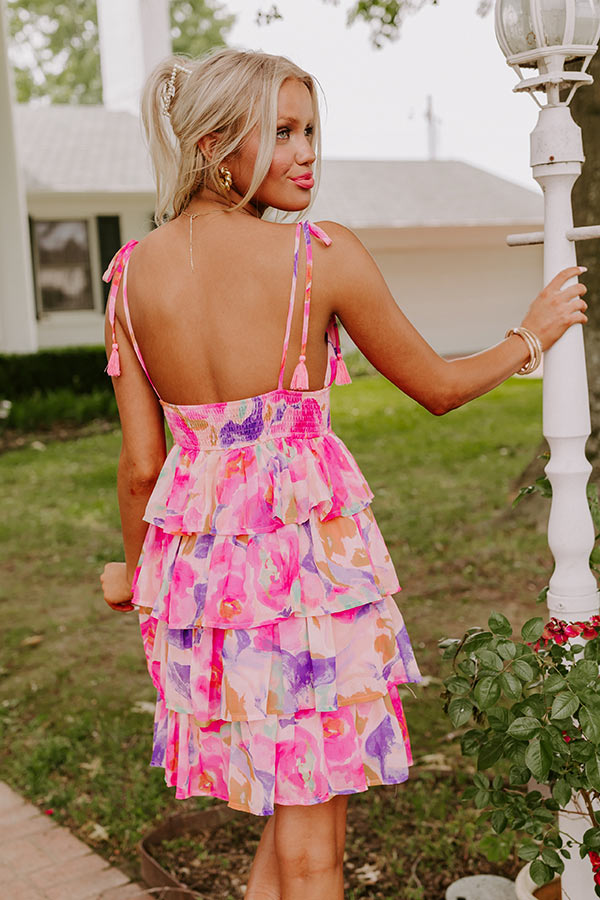 Paradise Blossom Tiered Mini Dress XS / pink Paradise Blossom Tiered Mini Dress XS / pink