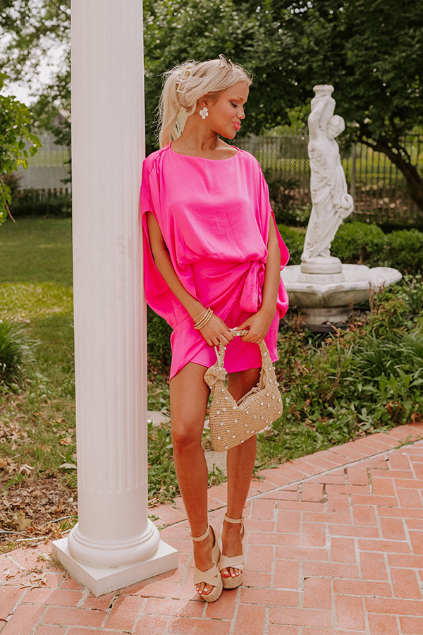 Summer Cocktail Party Mini Dress in Hot Pink