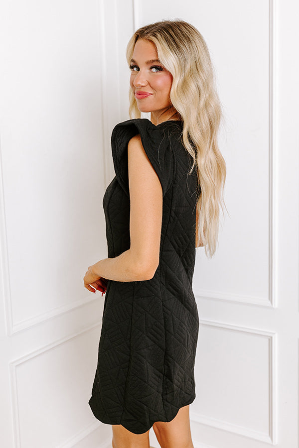 Uptown Party Quilted Mini Dress in Black