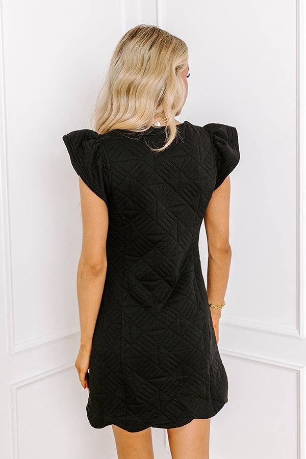 Uptown Party Quilted Mini Dress in Black