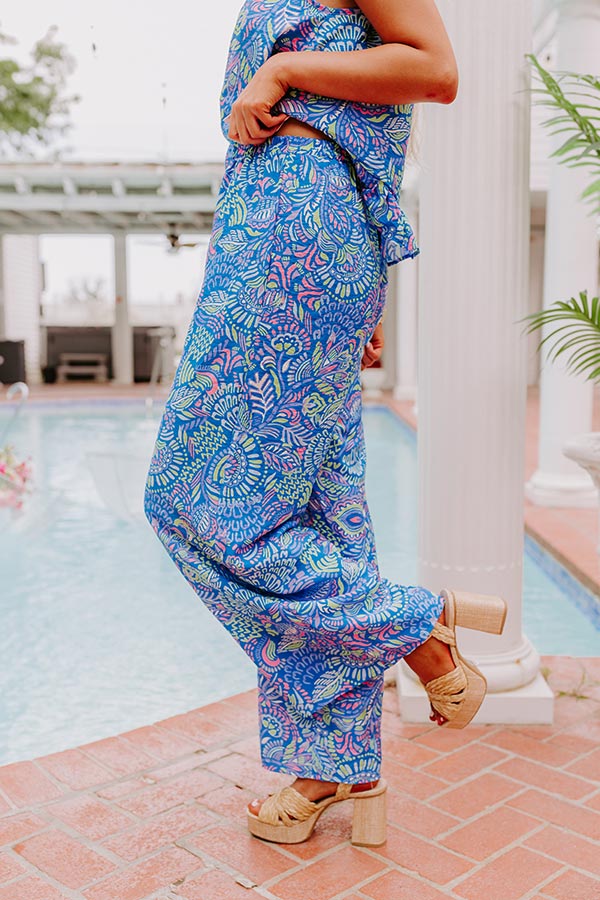 Set For Vacay High Waist Pants in Cobalt Blue