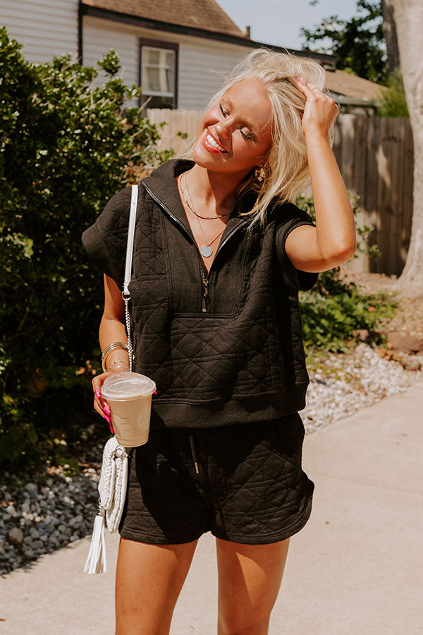 Oh So Chic Quilted Top in Black