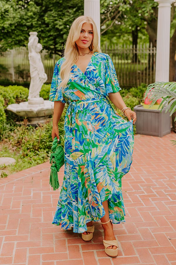 Party In Paradise Wrap Maxi Dress Curves 2XL / blue Party In Paradise Wrap Maxi Dress Curves 2XL / blue