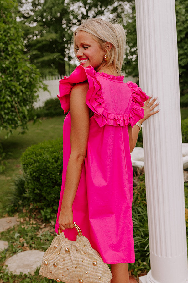 Pretty Chic Ruffle Mini Dress in Hot Pink