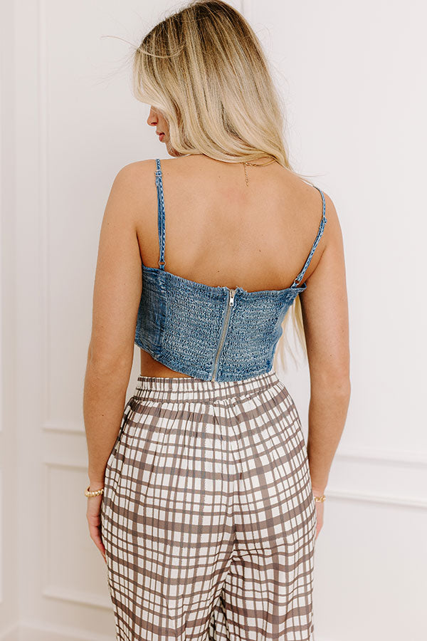 Downtown Dallas Chambray Crop Top