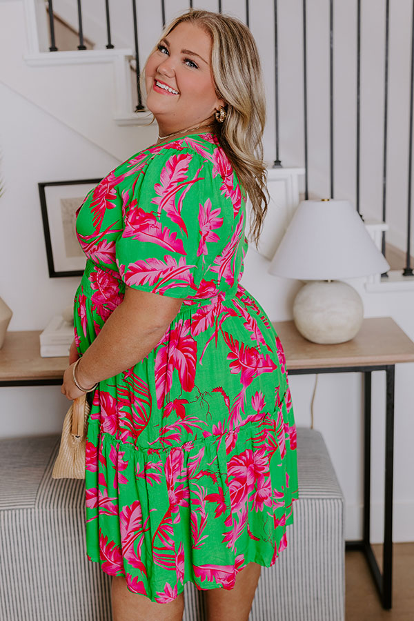 Cruise Trip Ready Floral Mini Dress in Kelly Green Curves XL / kelly-green Cruise Trip Ready Floral Mini Dress in Kelly Green Curves XL / kelly-green