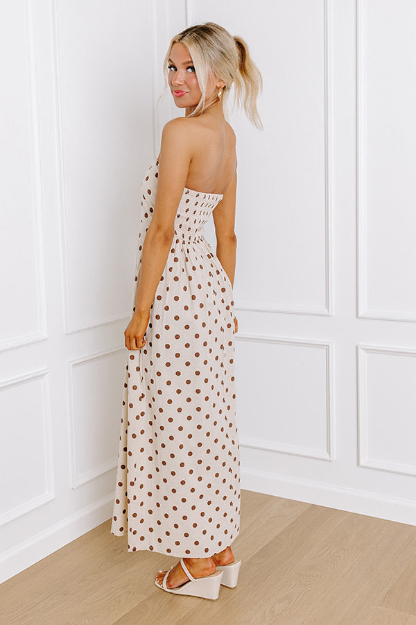 Spotted In The Vineyard Linen-Blend Maxi Dress