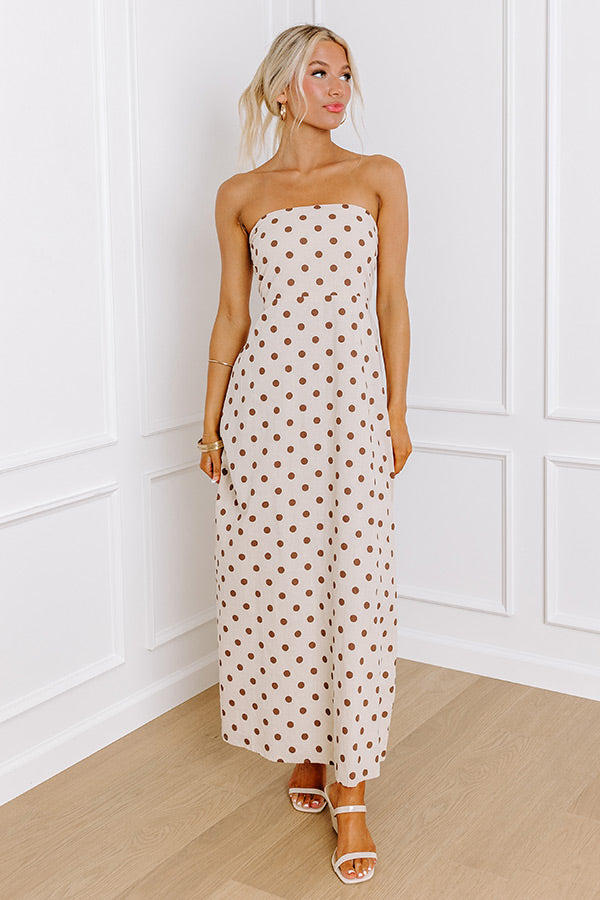 Spotted In The Vineyard Linen-Blend Maxi Dress