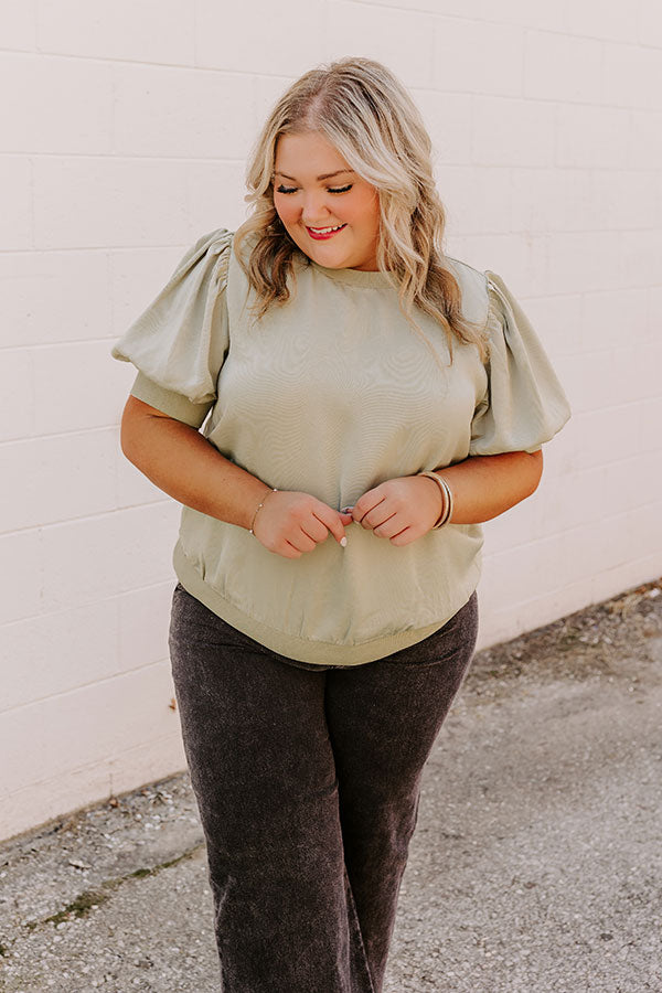 Central Park Stroll Shift Top in Sage Curves