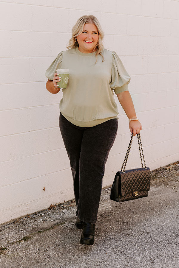 Central Park Stroll Shift Top in Sage Curves