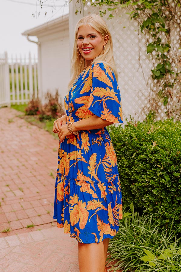 Cruise Trip Ready Floral Mini Dress in Royal Blue Curves 1XL / royal-blue Cruise Trip Ready Floral Mini Dress in Royal Blue Curves 1XL / royal-blue