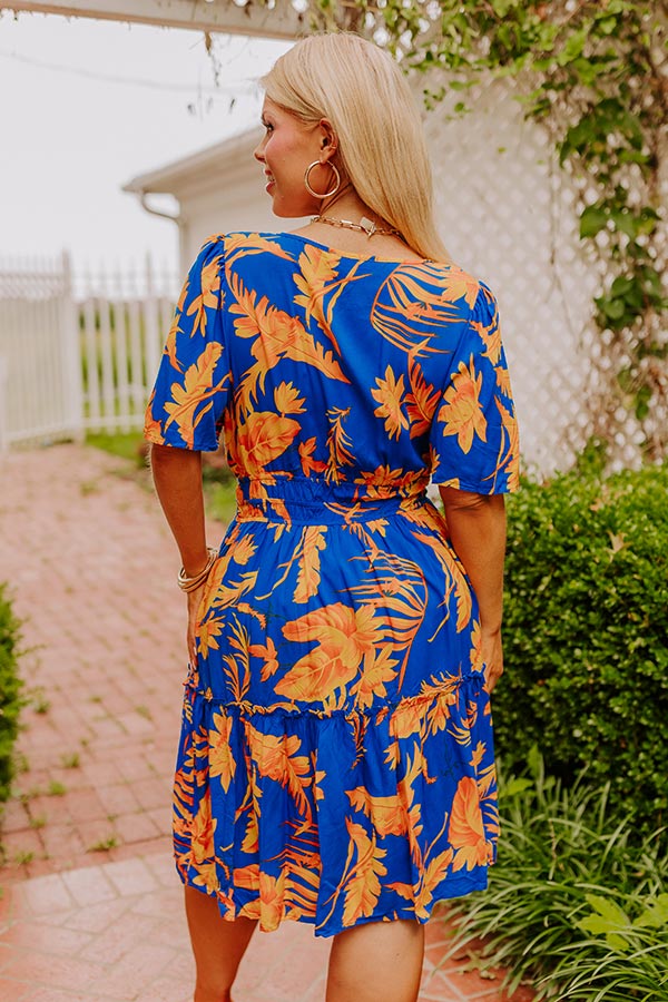 Cruise Trip Ready Floral Mini Dress in Royal Blue Curves 1XL / royal-blue Cruise Trip Ready Floral Mini Dress in Royal Blue Curves 1XL / royal-blue