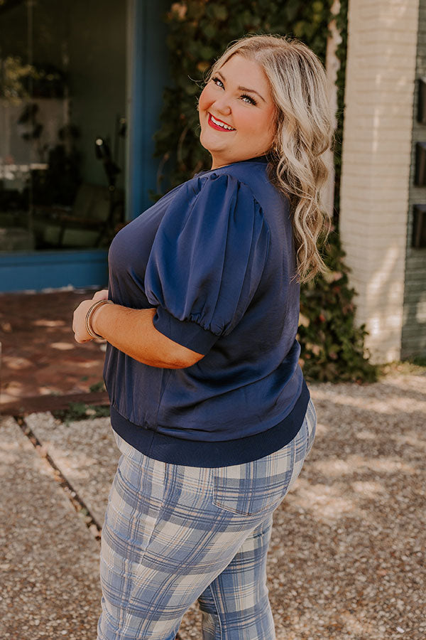 Central Park Stroll Shift Top in Navy Curves