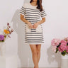 Country Club Charm Stripe Mini Dress in Cream Image - 1