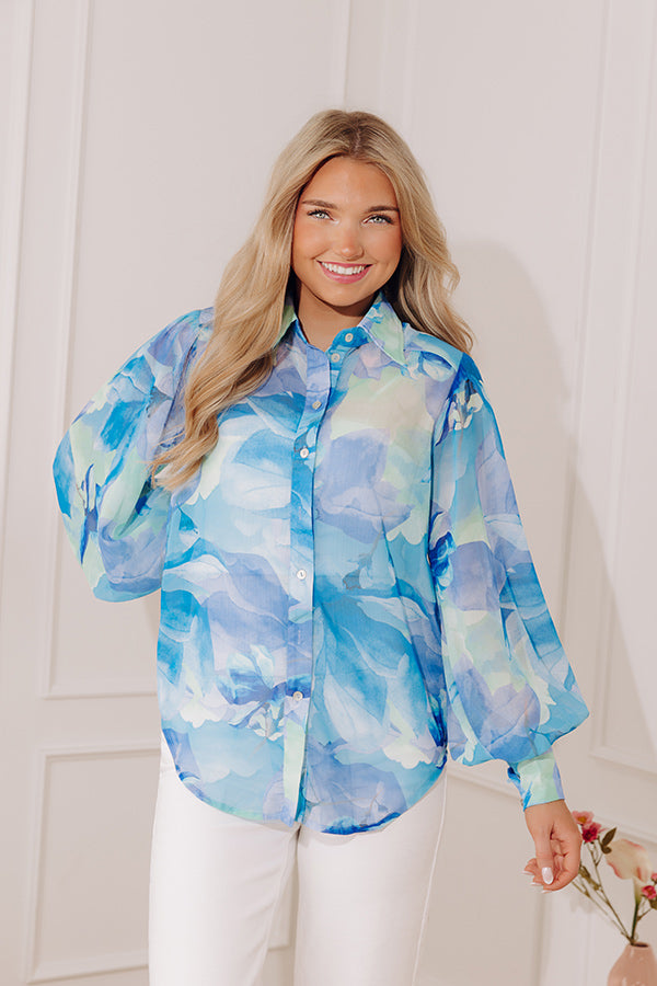 Oceanic Oasis Chiffon Button Up Image - 2