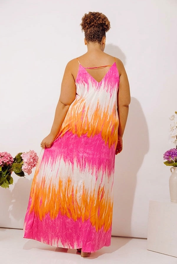 Vacay Mindset Satin Maxi Dress in Orange Curves Image - 4