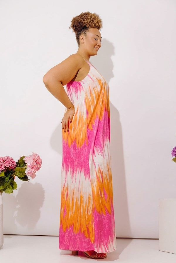 Vacay Mindset Satin Maxi Dress in Orange Curves Image - 3