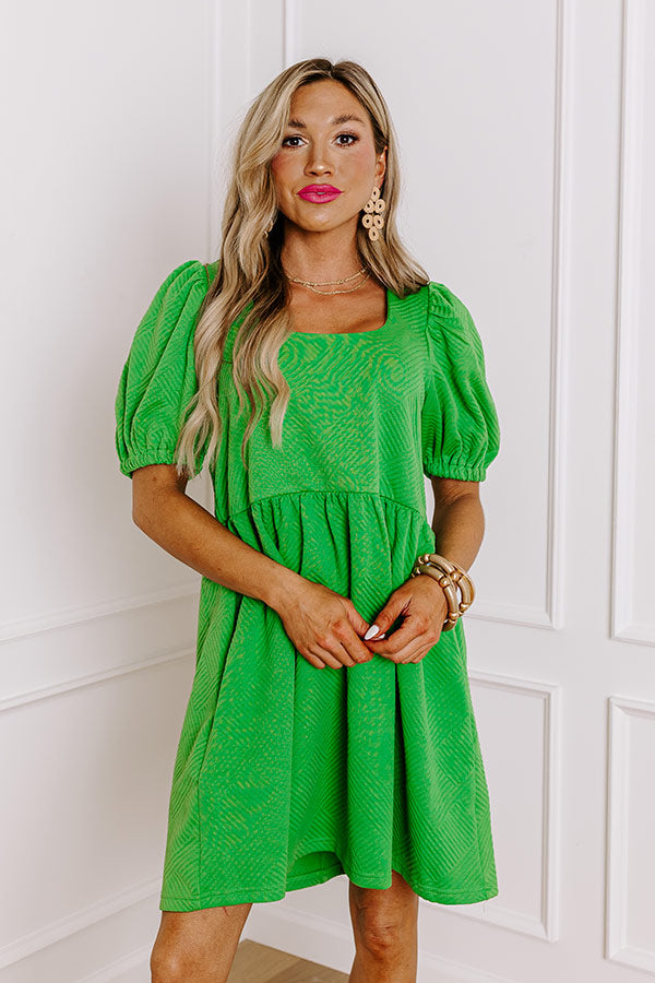 green babydoll mini dress Silk Velvet Marie Mini Baby Doll Dress