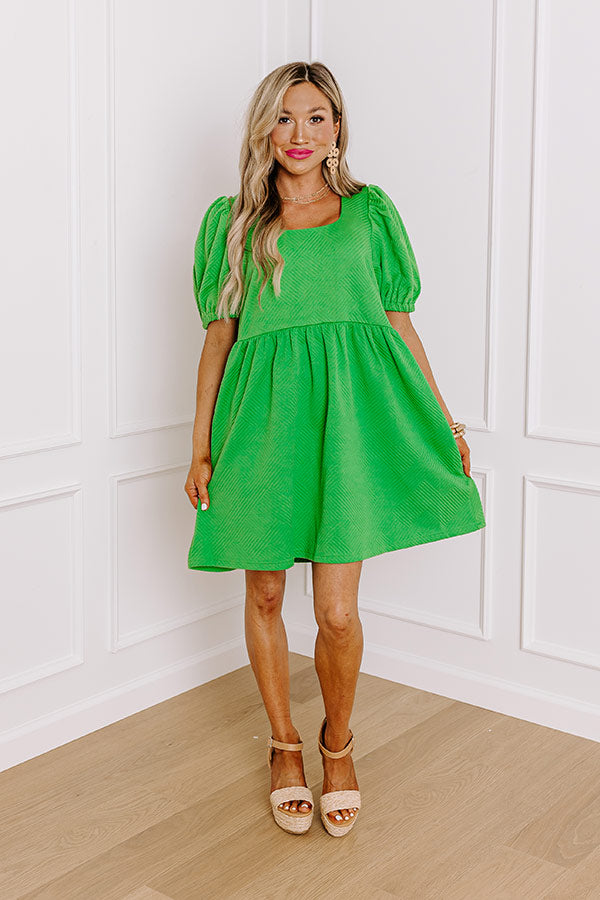 Sweet Gesture Babydoll Mini Dress in Green