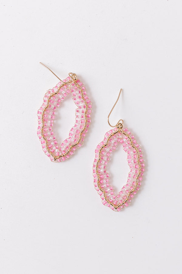Show Stopper Beaded Earrings in Pink