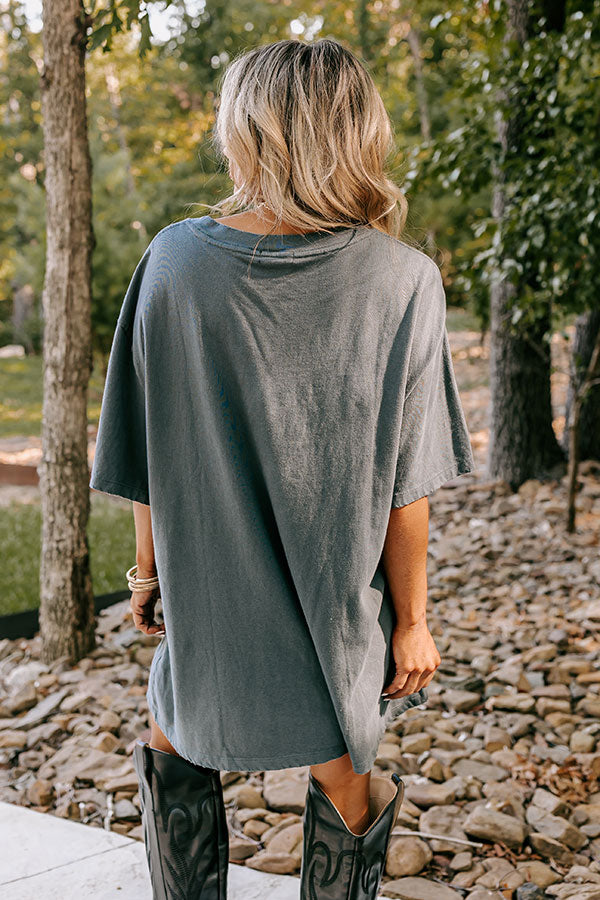 World Tour Oversized Distressed Tee in Charcoal