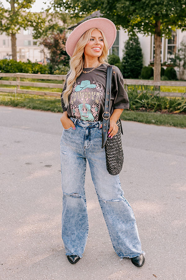 Cowboys and Country Music Distressed Boyfriend Tee Curves