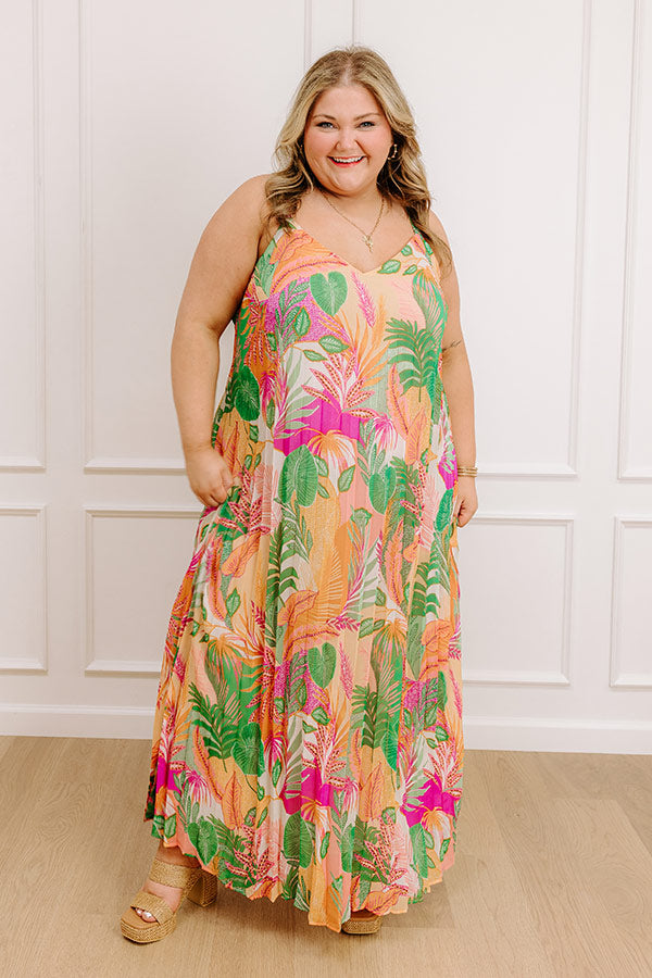 Tropical Cabana Chiffon Maxi Dress Curves 1XL / Orange