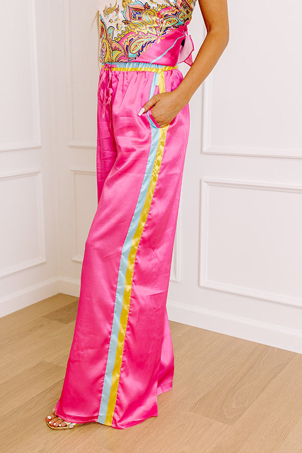 Glamour Girl High Waist Satin Wide Leg Pants