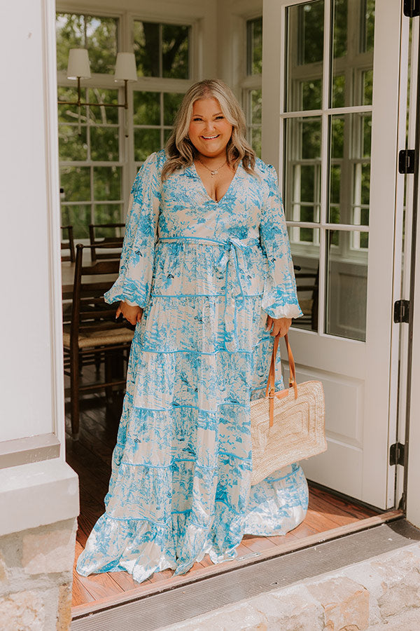 Chateau Chic Tiered Maxi Dress in Sky Blue Curves 2XL / Sky Blue Chateau Chic Tiered Maxi Dress in Sky Blue Curves 2XL / Sky Blue