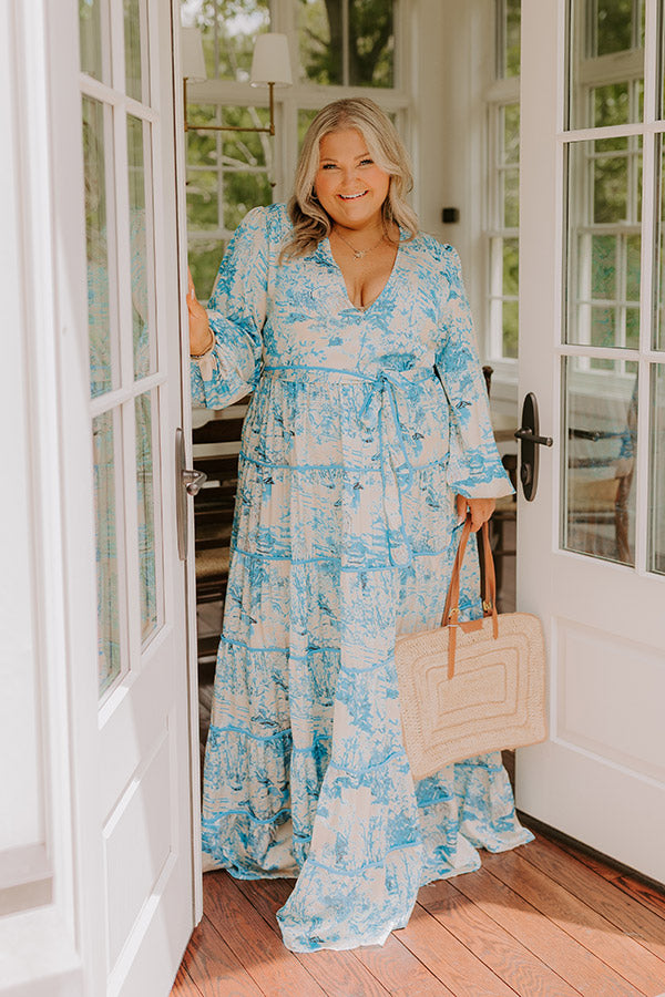 Chateau Chic Tiered Maxi Dress in Sky Blue Curves Image - 1