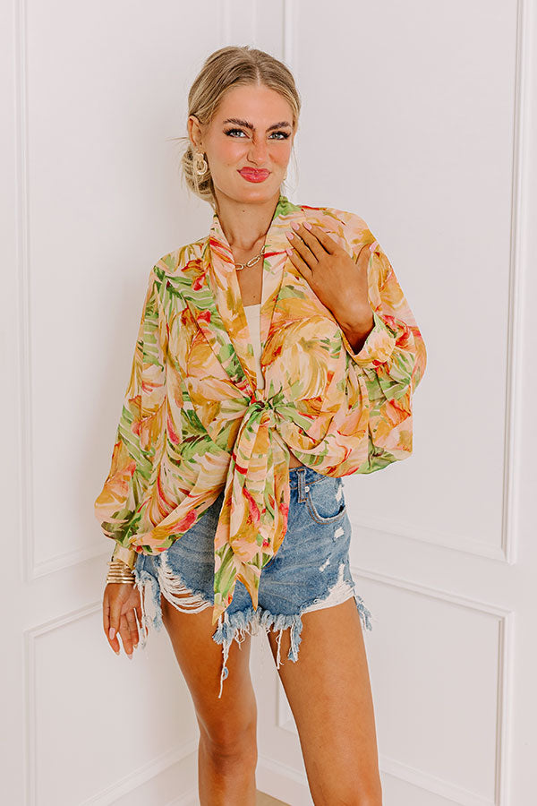 Tropical Bungalow Chiffon Front Tie Overlay