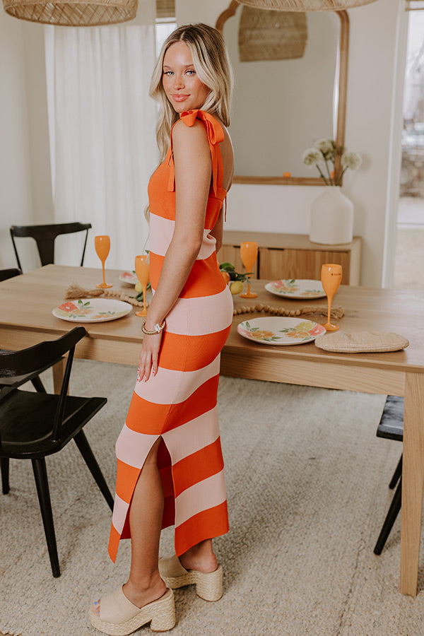 Sunkist Moment Knit Maxi Dress in Orange