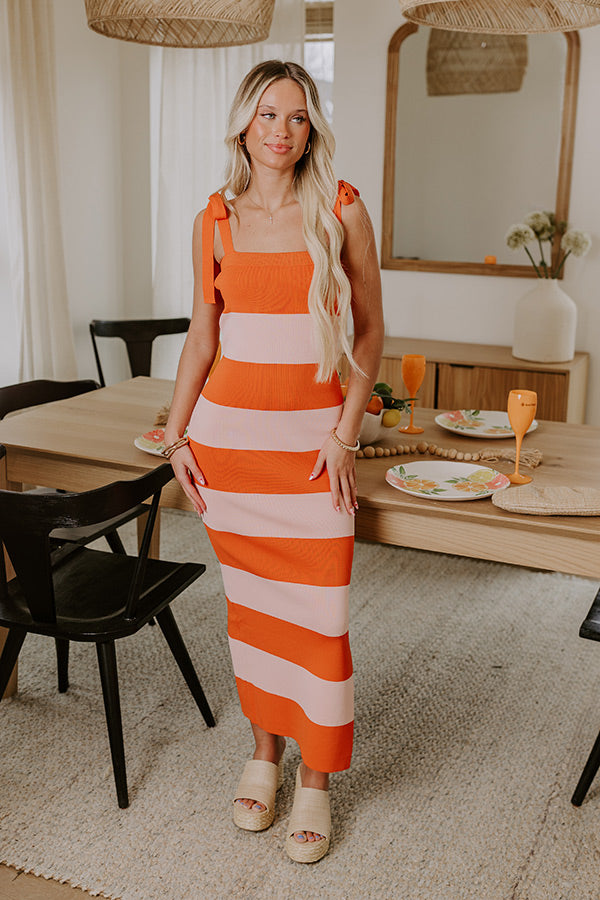 Sunkist Moment Knit Maxi Dress in Orange