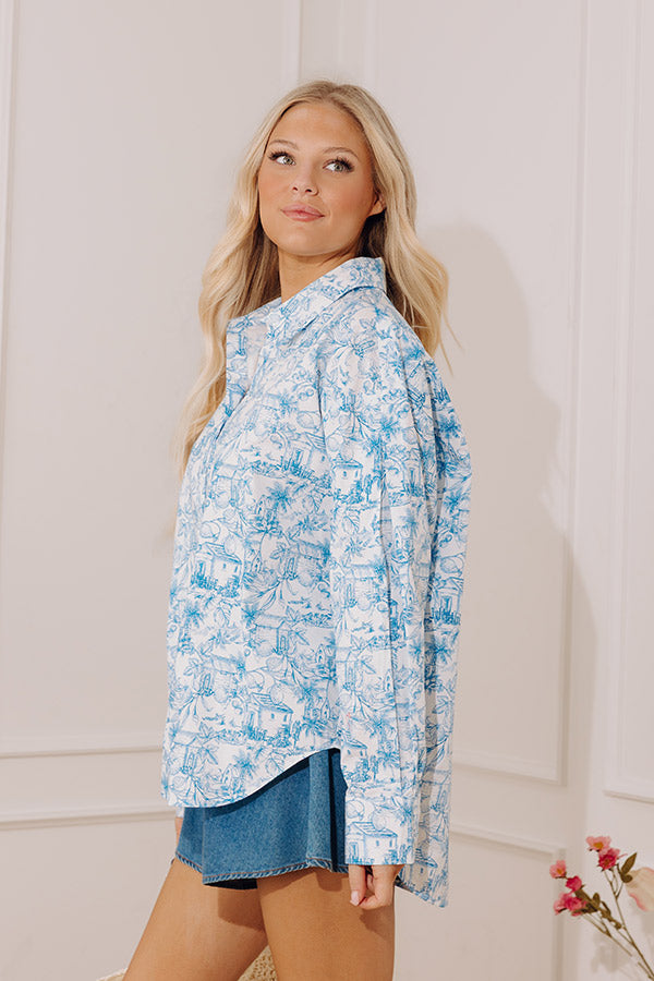 Tropical Lifestyle Button Up in Blue Image - 2