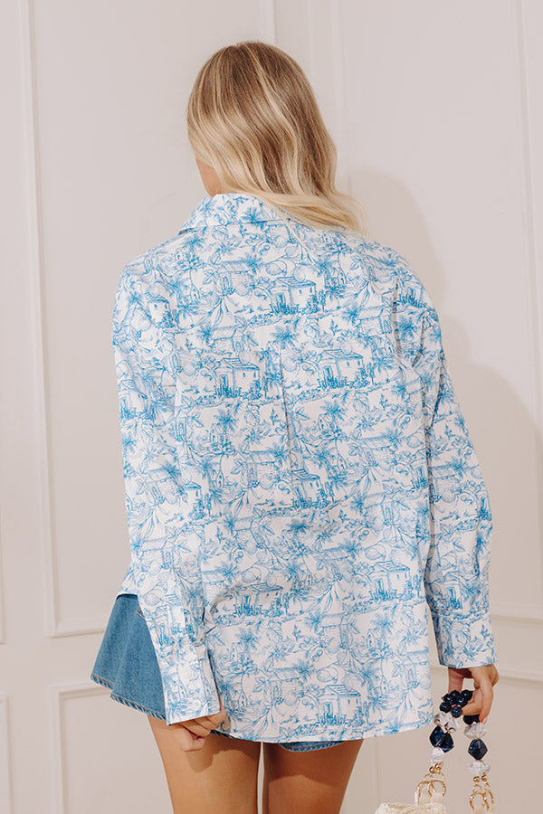 Tropical Lifestyle Button Up in Blue Image - 4