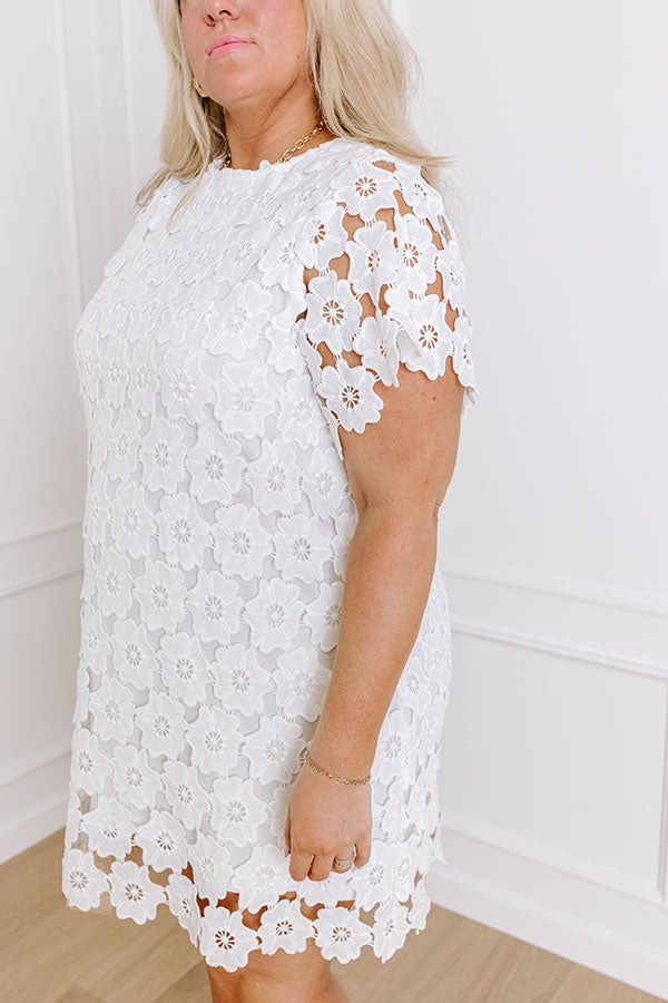 Dainty Darling Crochet Mini Dress in White Curves