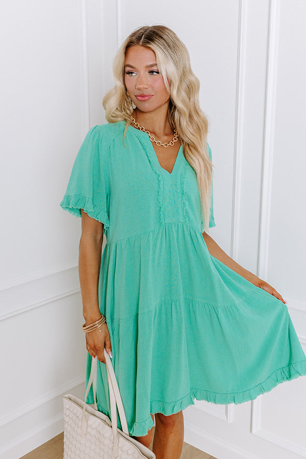 Simple Life Linen-Blend Mini Dress in Sea Glass M / seaglass Simple Life Linen-Blend Mini Dress in Sea Glass M / seaglass